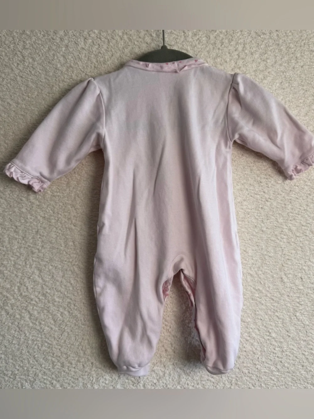 Kissy Kissy Baby‎ Girl Pink Pima Cotton Flower Heart Footed Sleeper 0-3 Months